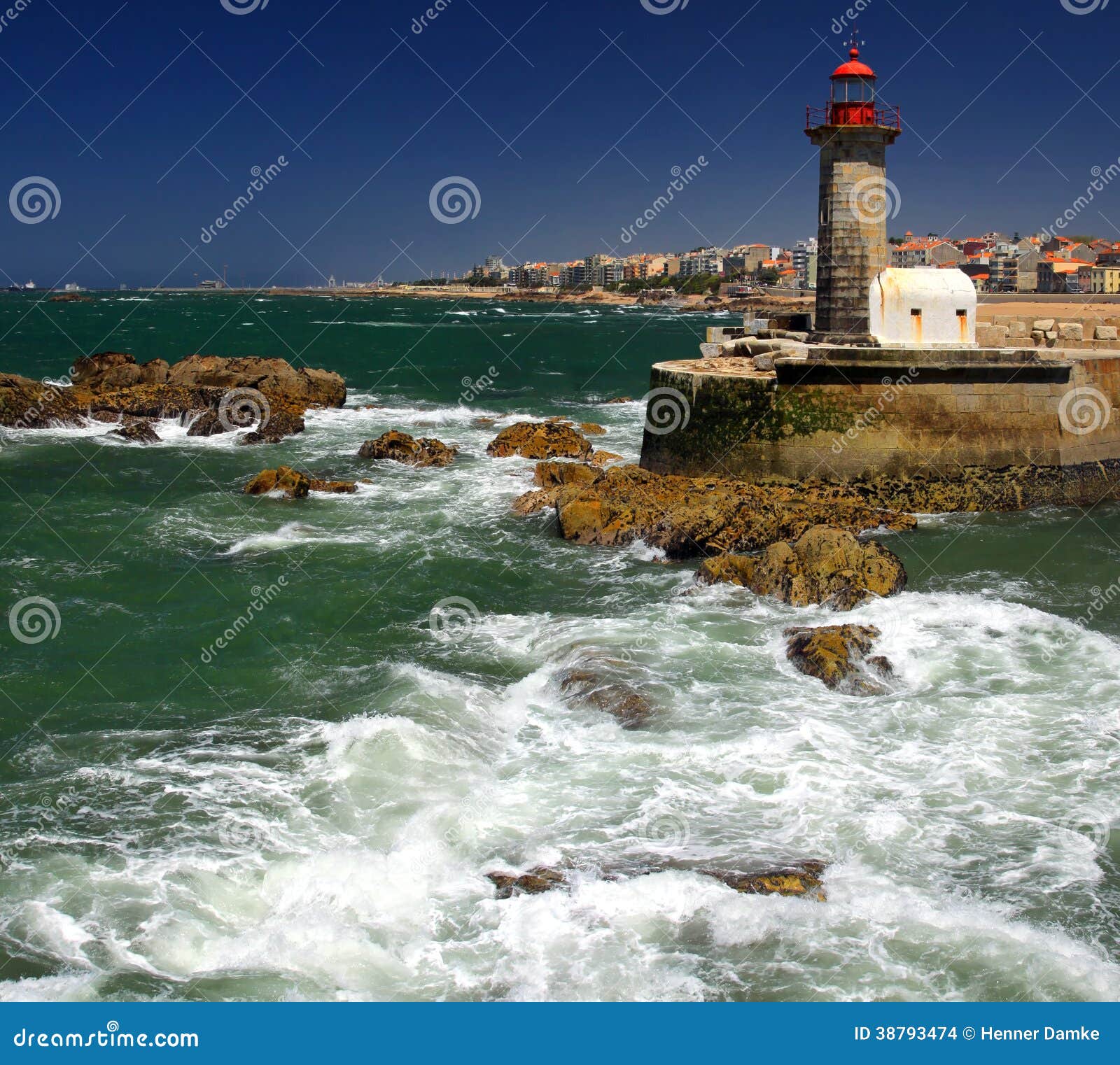 lighthouse in foz do douro not far from oporto